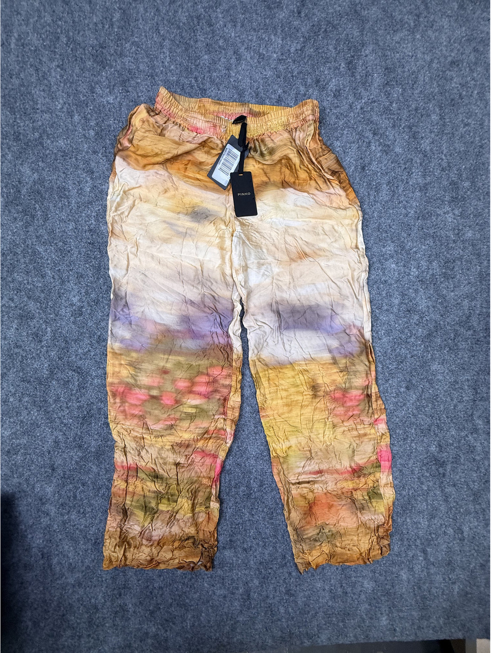 Pinko Women's Tie-Dye Cropped Pants with Elastic Waistband